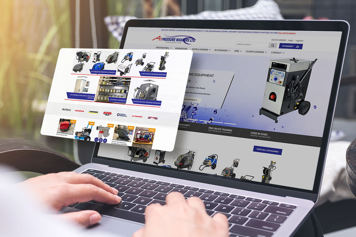 Prospective franchisee looking at the A1 Pressure Washers website on a laptop