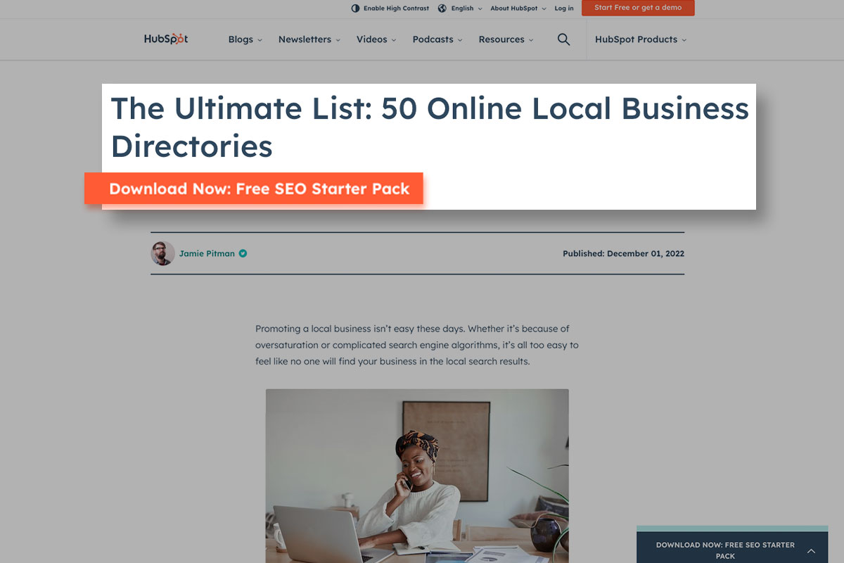 Business directories list from HubSpot website