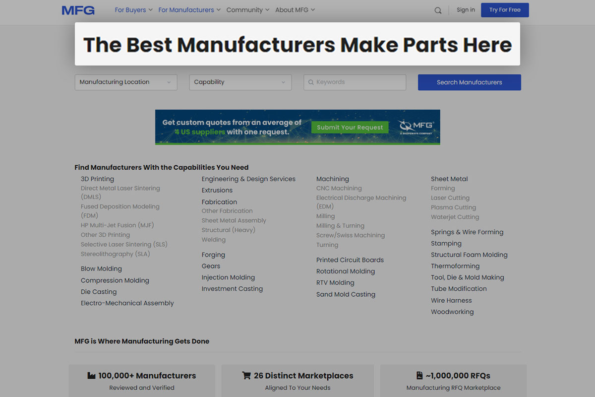 screenshot of best manufacturers from mfg website