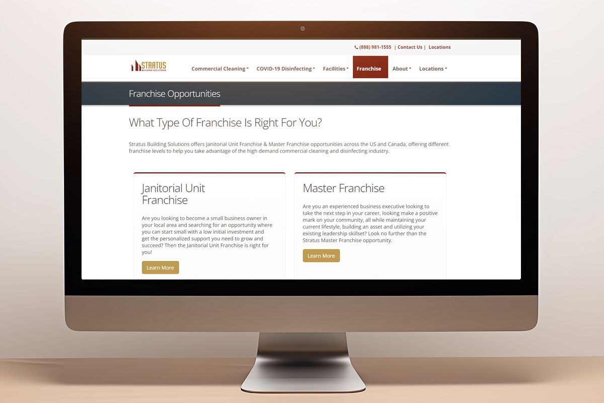 The 16 Best Cleaning Franchises to Own in 2025 5 Stratus Franchise Opportunities webpage on a desktop computer
