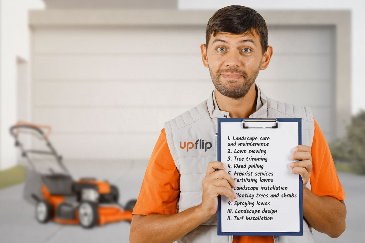 Man with a list of lawn care services
