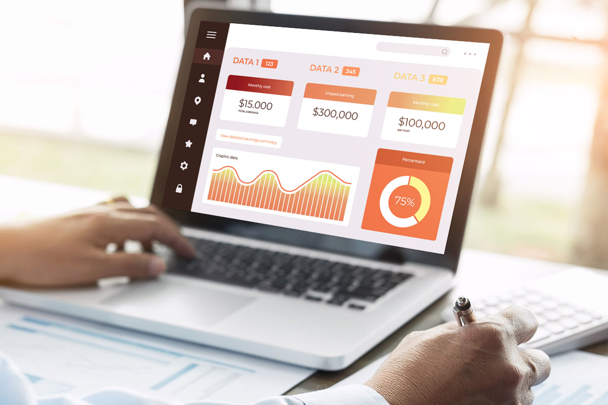 Laundromat Business Plan: Expert Advice From a $1.8M/Year Business Owner 5 Laptop open to a dashboard of financial projections