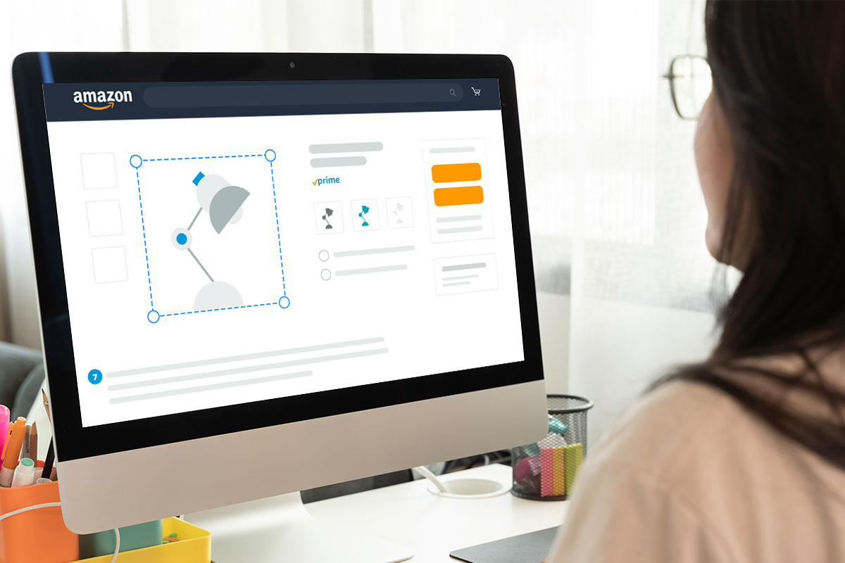 Starting a $1.5M Amazon FBA Business for Beginners (2025) 4 A business owner editing a product description for a lamp on Amazon.