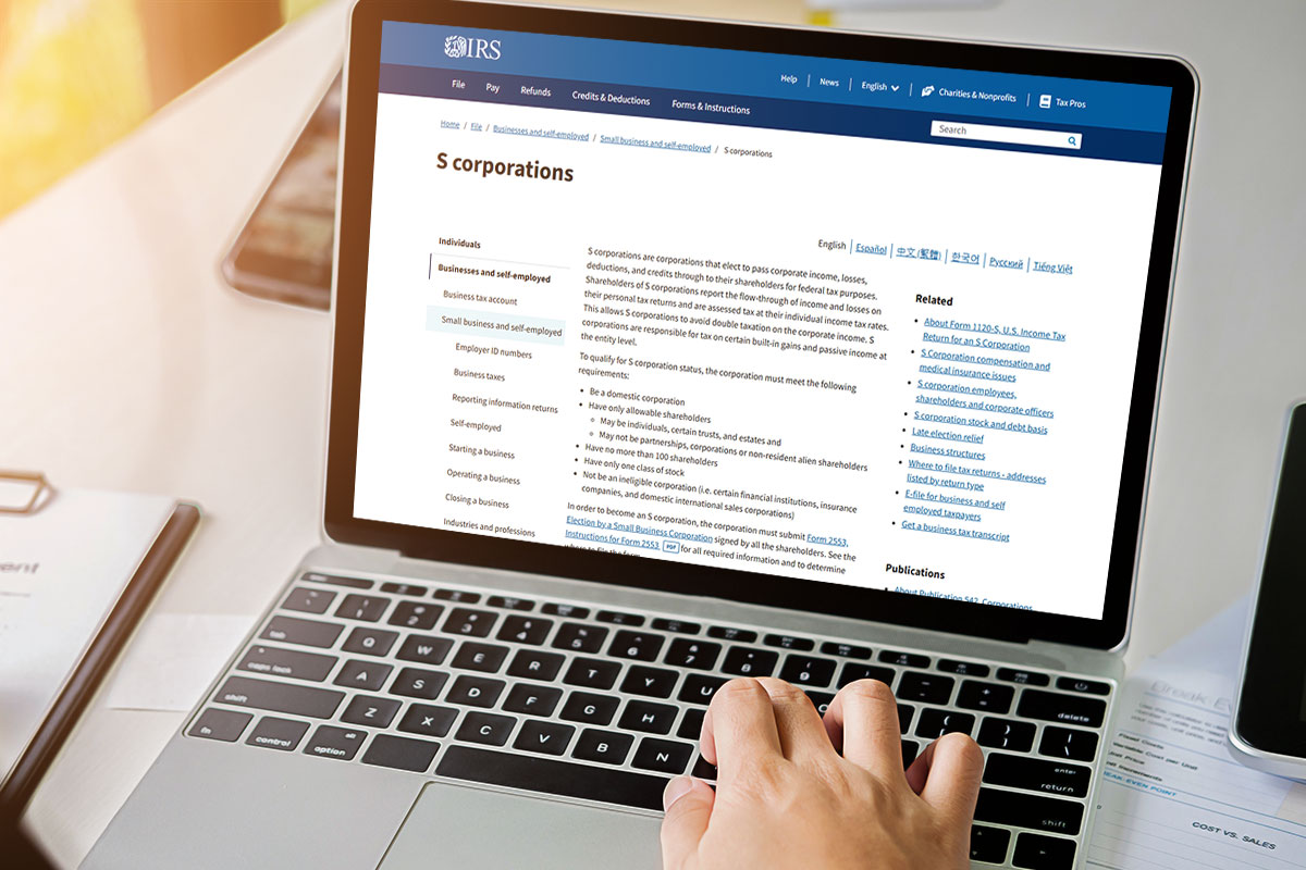 S Corp vs LLC: Which Is Better? 9 A laptop open to the IRS page on S corporations.