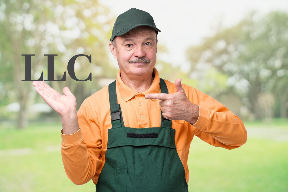 247 Eye-Catching Landscaping Business Names 10 A landscaping business owner pointing to the abbreviation LLC.