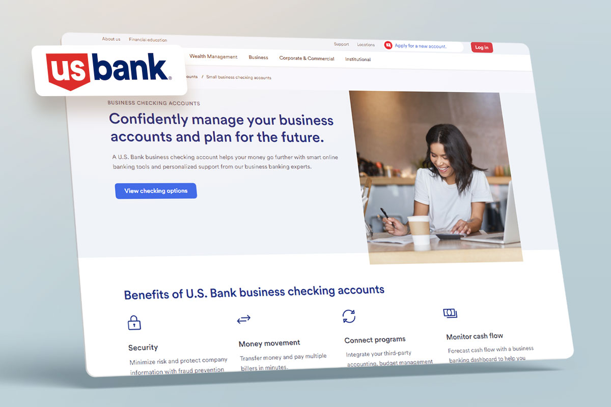 A screen showing the landing page for US Bank.
